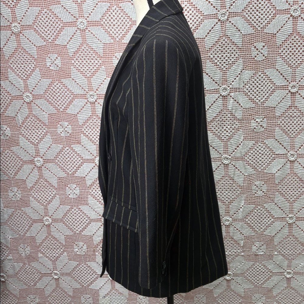 Mondi Vintage Wool Blazer Pinstripe Black Gold Size 38/ Sz 6-8 - Picture 5 of 8